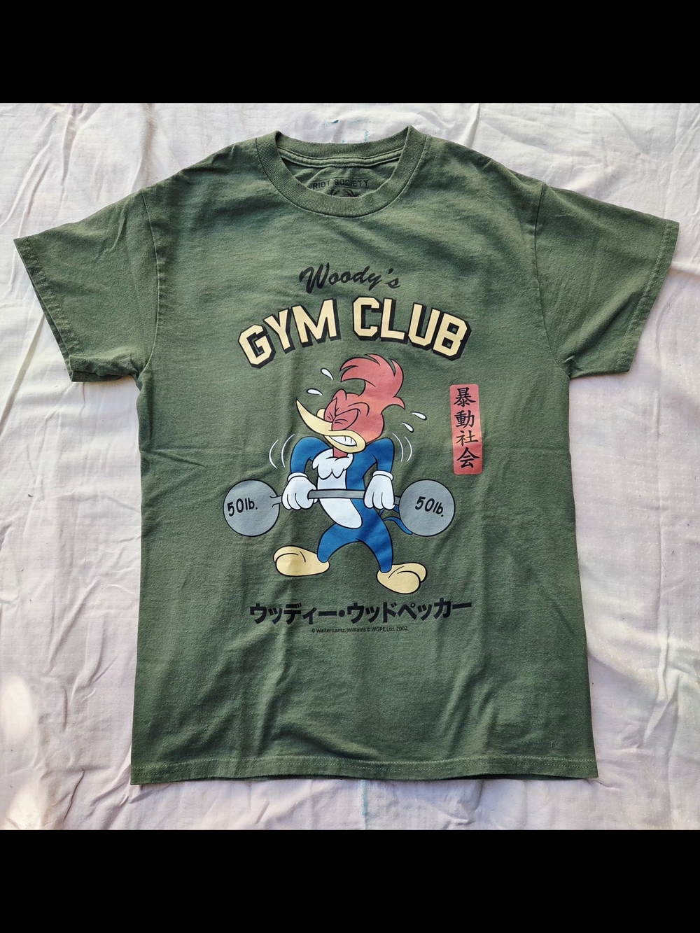 Vtg Riot Society x Woody Wood Pecker 2002 Graphic T Shirt S Size L Green